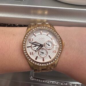 Guess Rose Gold Crystal Bezel Women's Watch